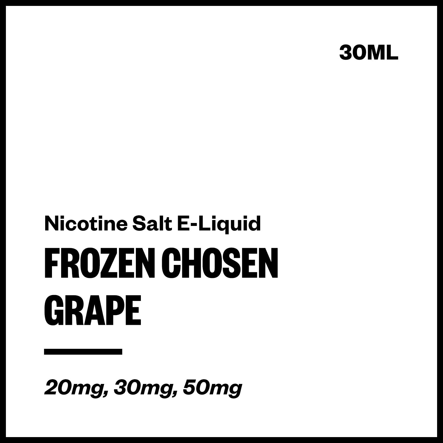frozen-chosen-salts-grape_5d502c53-e952-4c11-98d0-3ad863e07b49.jpg Frozen Chosen - Grape (Nic Salt E-Liquid 30ml) - Image 1