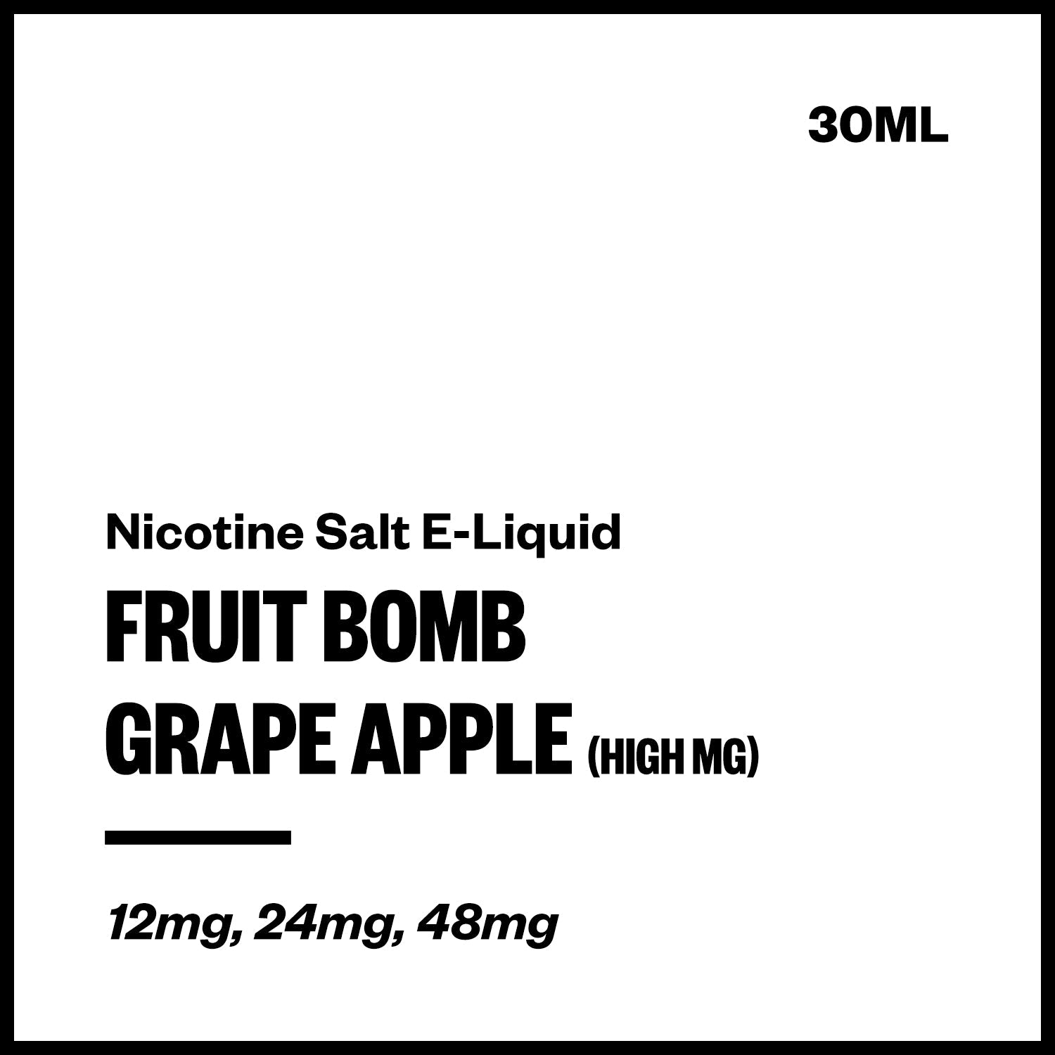fruit-bomb-salts-grape-apple-high-mg_a6f65cb0-5aa2-4adf-99a6-a3cbc3f5873d.jpg Fruit Bomb - Grape Apple (High MG Nic Salt E-Liquid 30ml) - Image 1