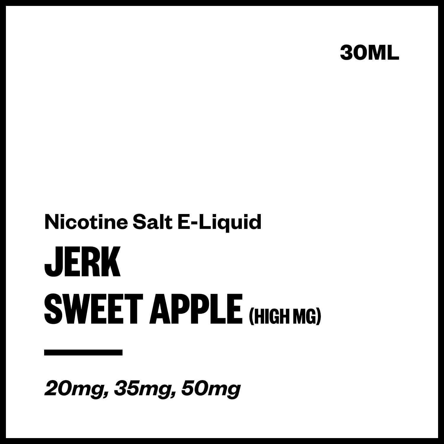 jerk-salts-sweet-apple-high-mg_6bcedfdc-e70a-409c-88a1-51281b20d791.jpg Jerk - Sweet Apple (High MG Nic Salt E-Liquid 30ml) - Image 1