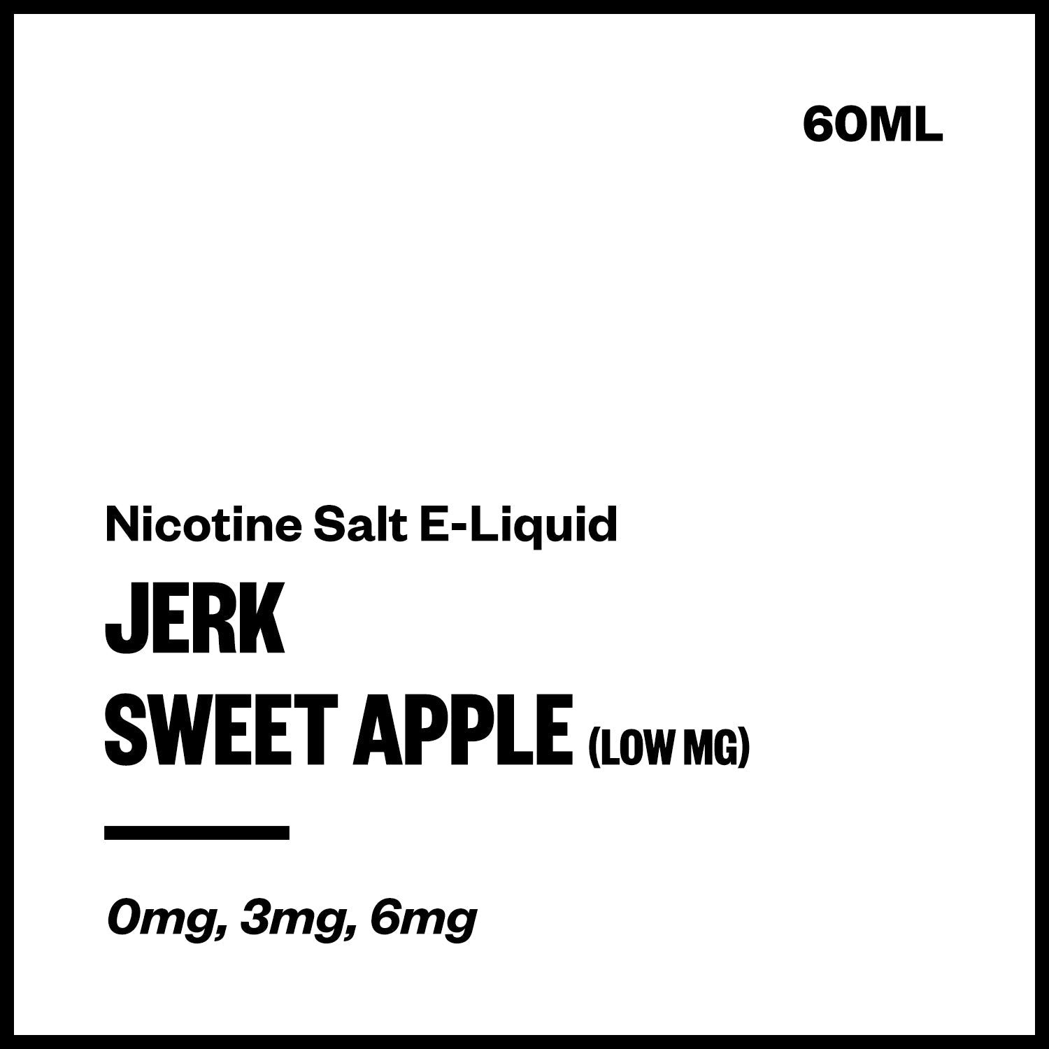 jerk-salts-sweet-apple-low-mg_6420f194-a714-4a6c-9b5e-adf8c3147ec6.jpg Jerk - Sweet Apple (Low MG Nic Salt E-Liquid 60ml) - Image 1