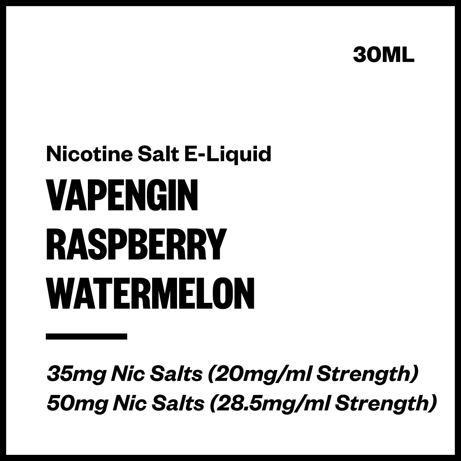 vapengin-salts-raspberry-watermelon.jpg Vapengin - Raspberry Watermelon (Nic Salt E-Liquid 30ml) - Image 1